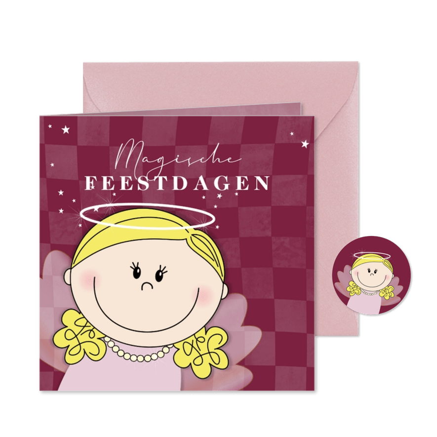 Kerstkaart met lief kerstengeltje - Kaartimpressie