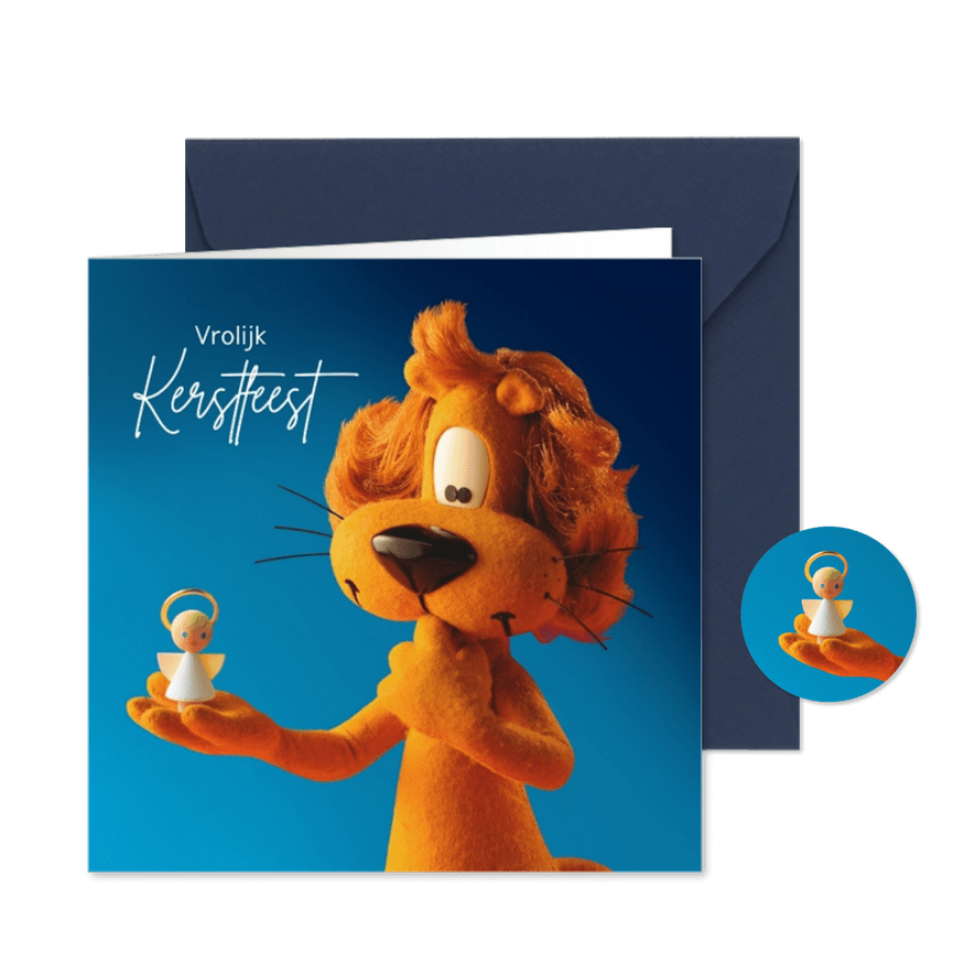 Kerstkaart met Loeki kerstengel op hand - Kaartimpressie