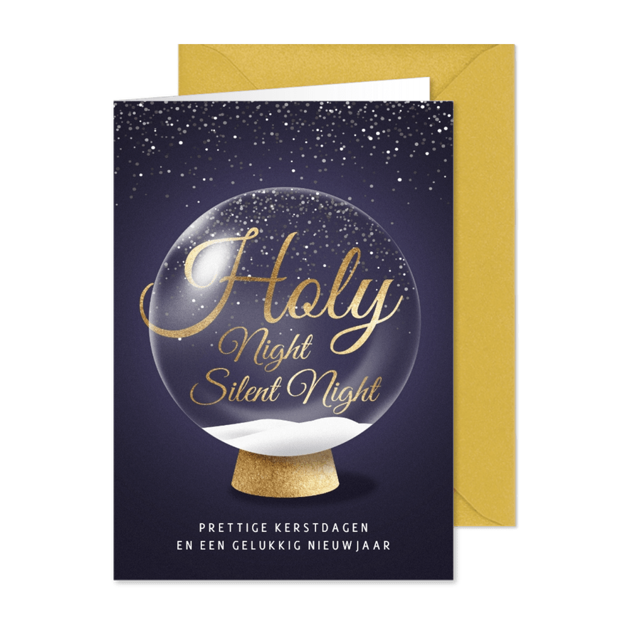Kerstkaart met luxe sneeuwbol Holy Night - Kaartimpressie