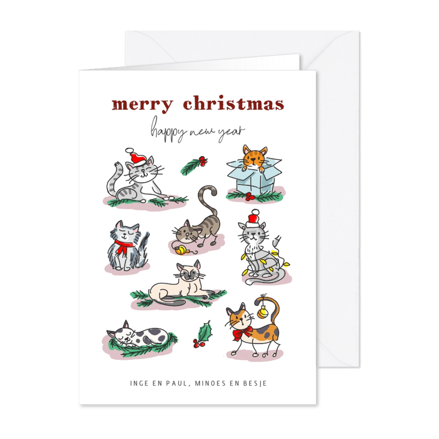 Kerstkaart met poezen - Kaartimpressie