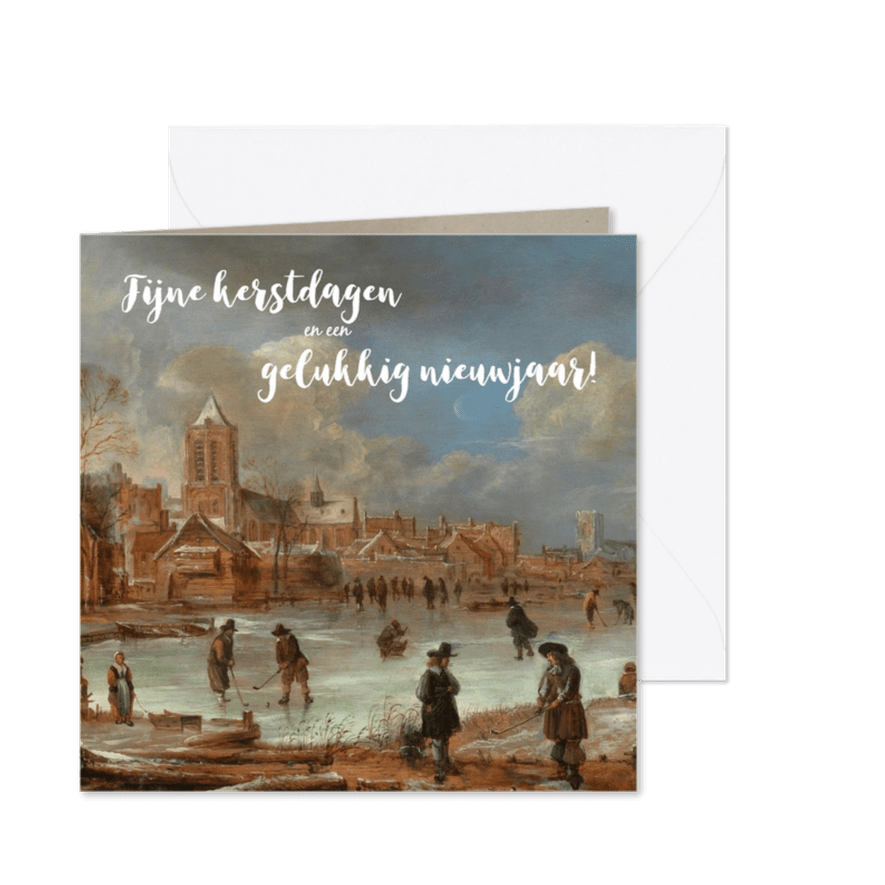 Kerstkaart met schilderij Aert van der Neer - Kaartimpressie