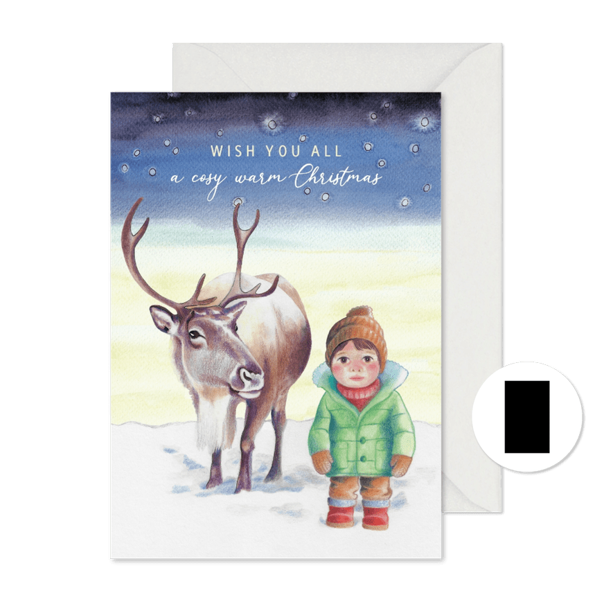 Kerstkaart met sfeervolle Zweedse illustratie - Kaartimpressie