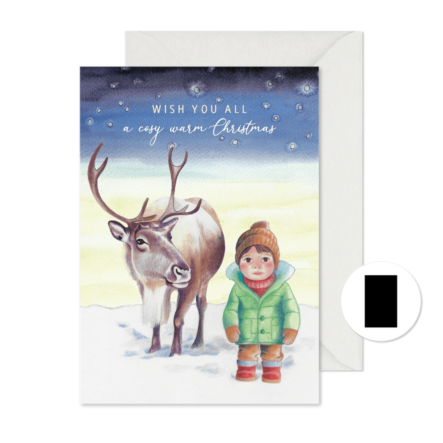 Kerstkaart met sfeervolle Zweedse illustratie - Kaartimpressie