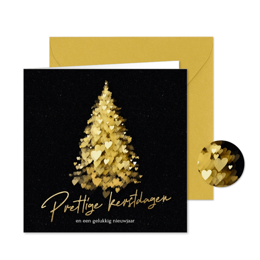 Kerstkaart met sjieke hartjes kerstboom - Kaartimpressie