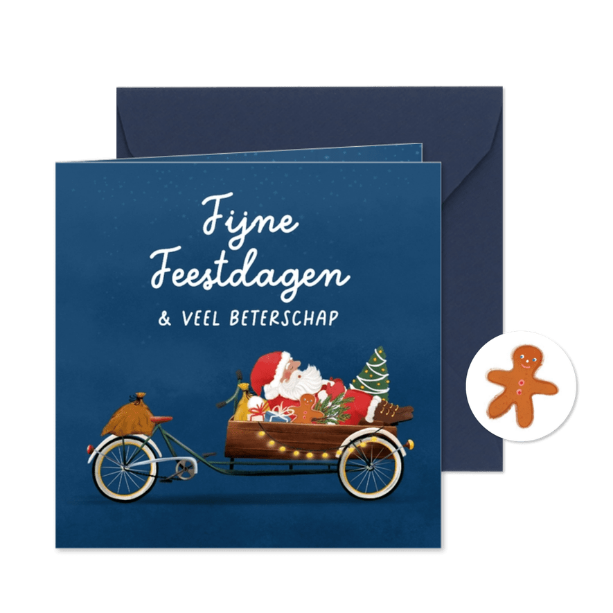 Kerstkaart met slapende kerstman - Kaartimpressie