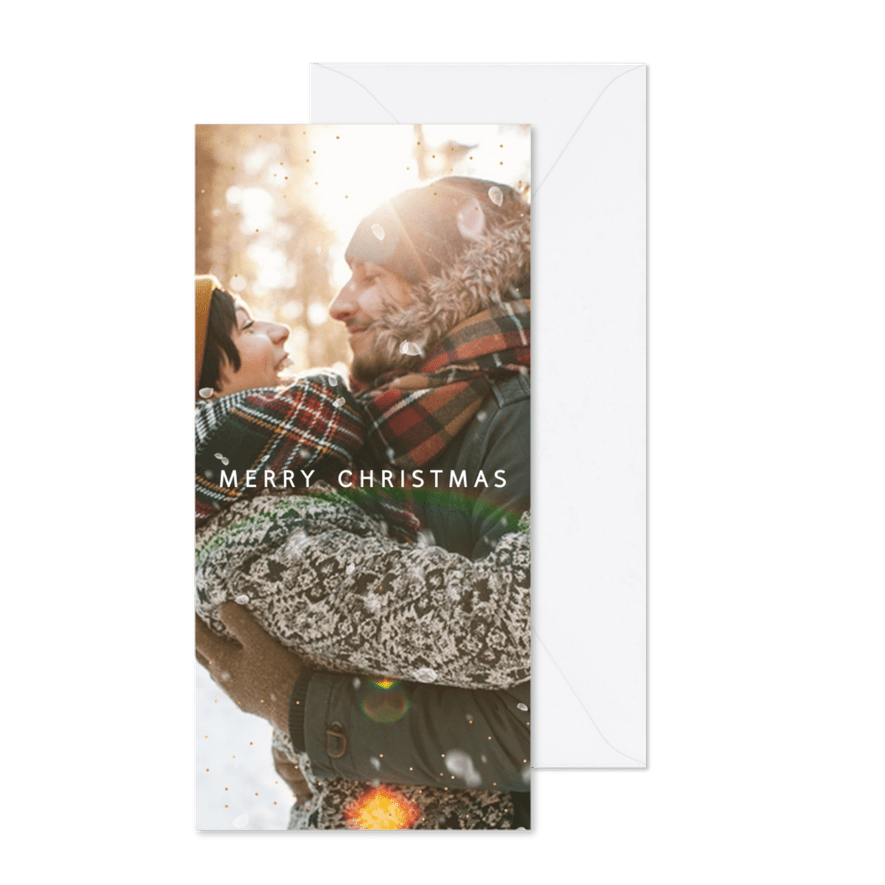 Kerstkaart met sneeuweffect en goudstipjes isf - Kaartimpressie