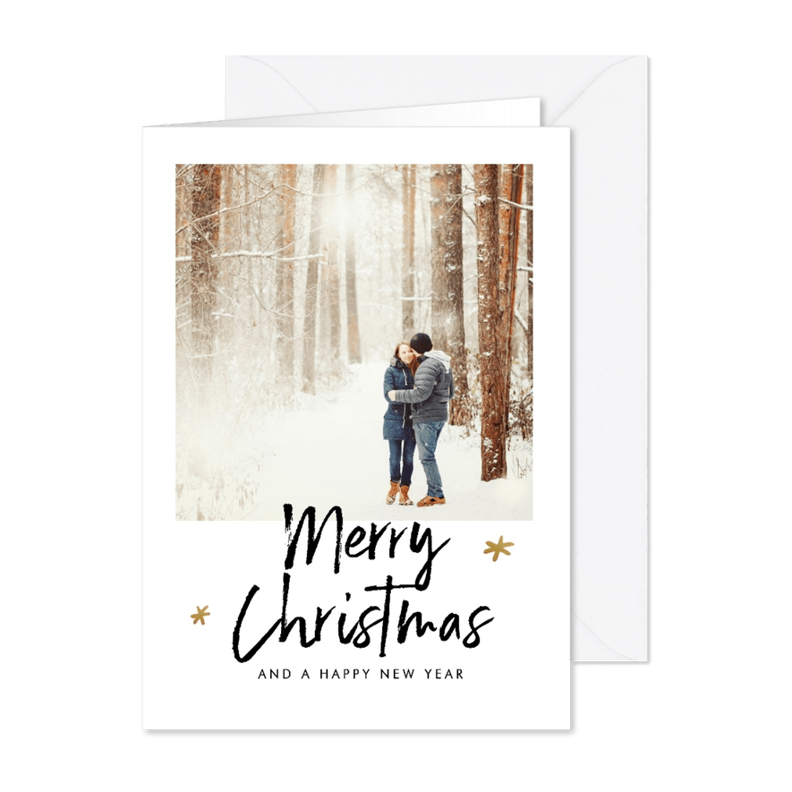 Kerstkaart met speelse teksten en een eigen foto - Kaartimpressie