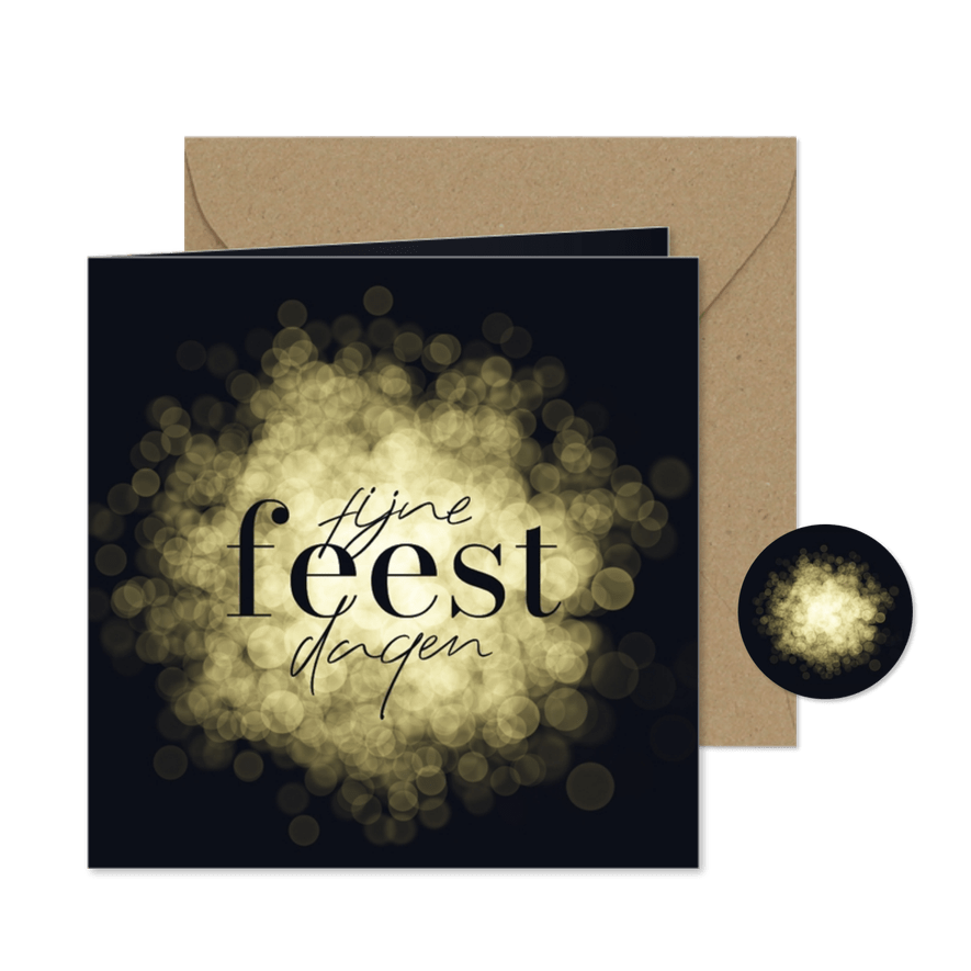 Kerstkaart met sprankelende, sfeervolle bokeh lichtjes - Kaartimpressie