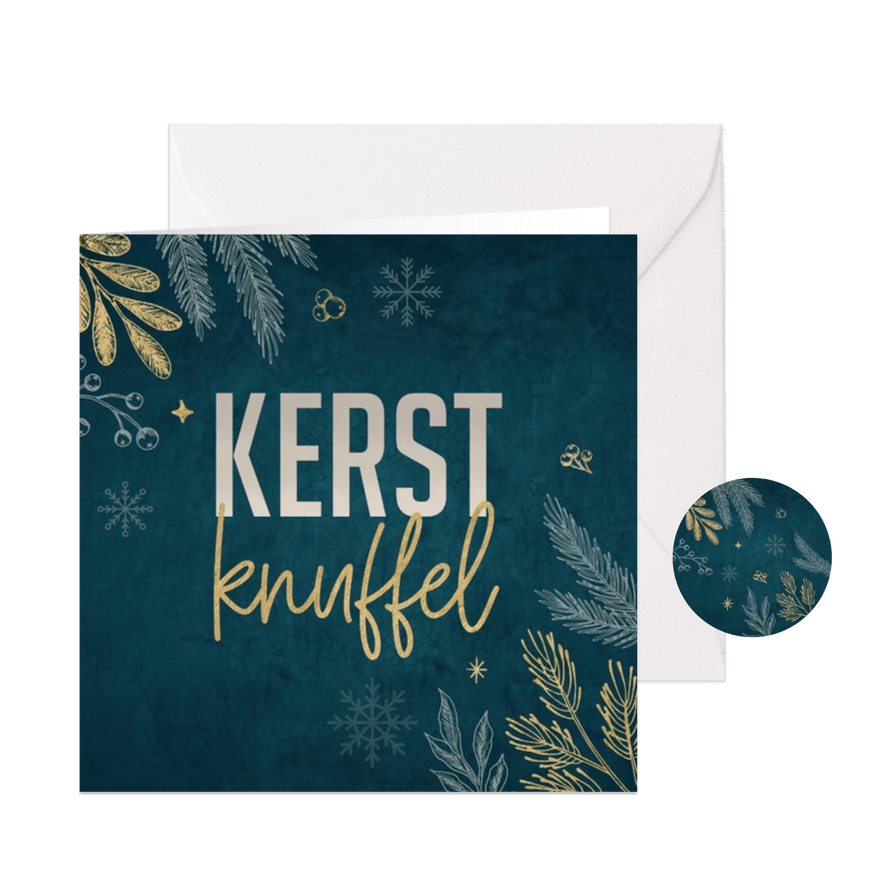 Kerstkaart met takken en sneeuwvlokken - Kaartimpressie