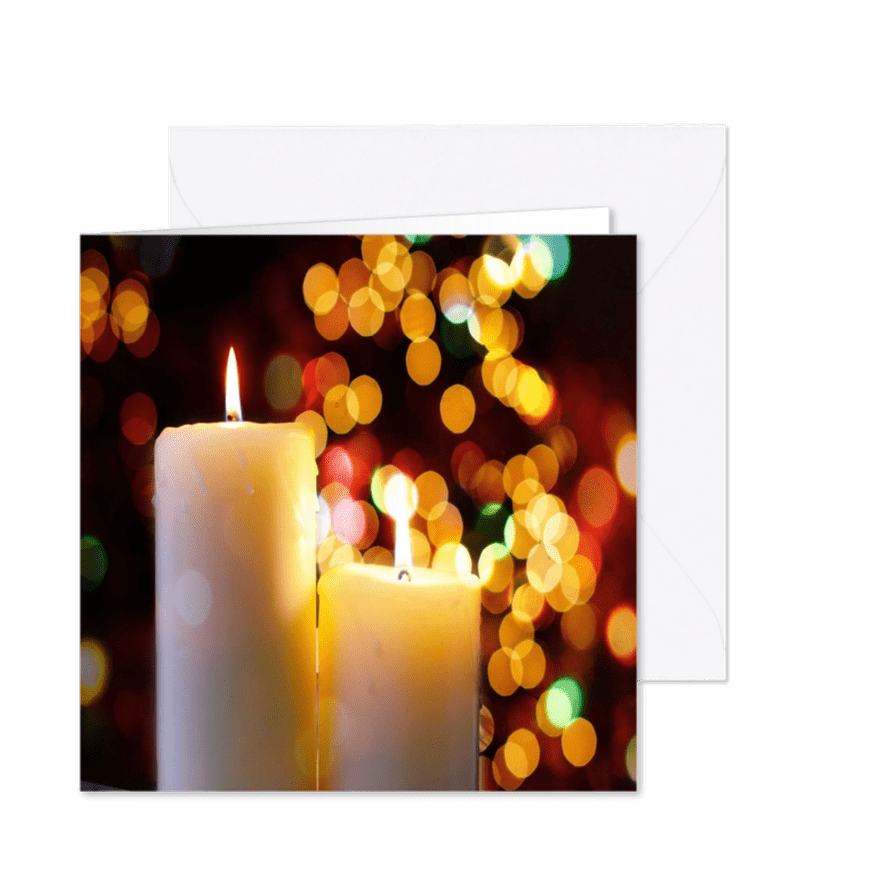 Kerstkaart met twee brandende kaarsen - Kaartimpressie