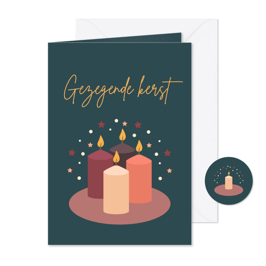 Kerstkaart met vier adventskaarsen - Kaartimpressie
