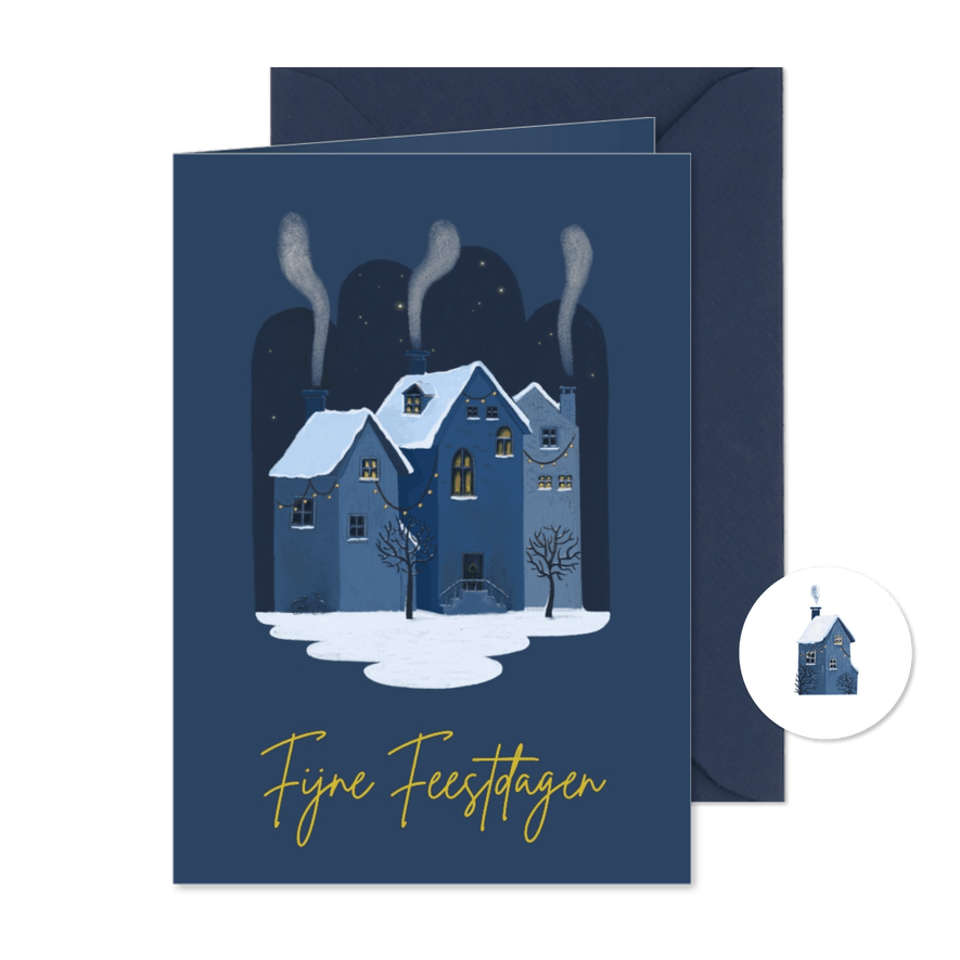 Kerstkaart met winterhuisjes - Kaartimpressie