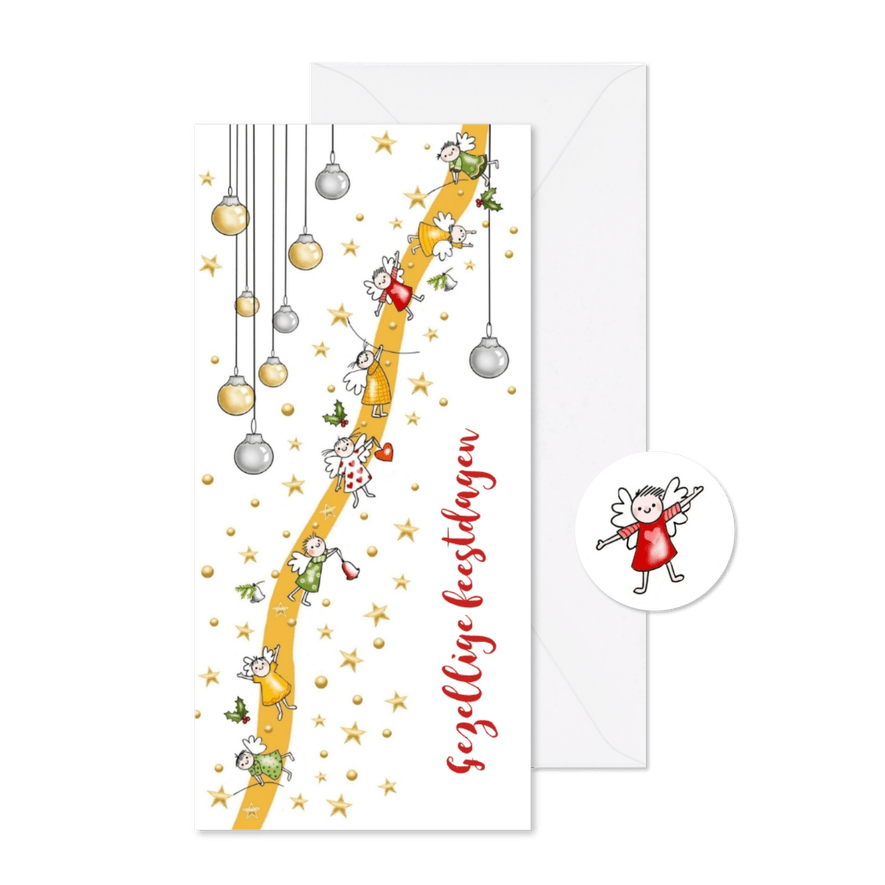 Kerstkaart mini engeltjes - Kaartimpressie