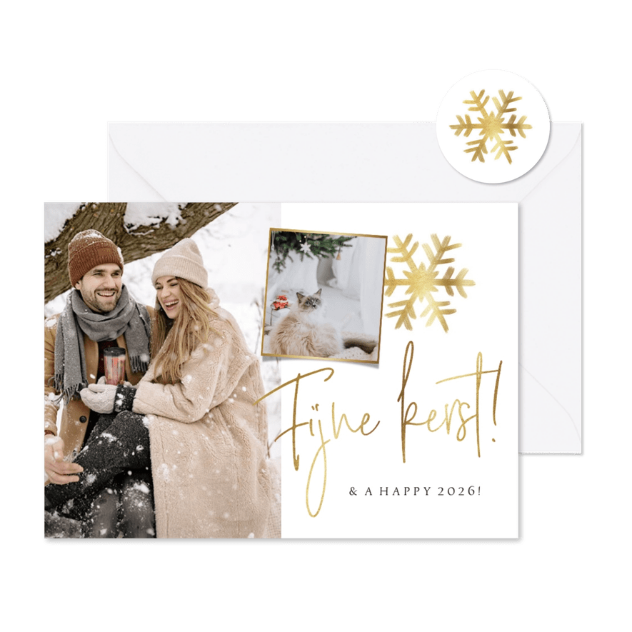 Kerstkaart minimalistisch goudlook kerstster foto - Kaartimpressie