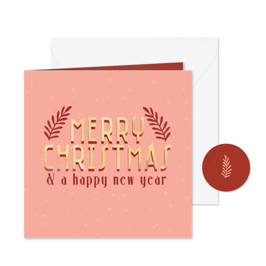 Kerstkaart minimalistisch roze - Kaartimpressie