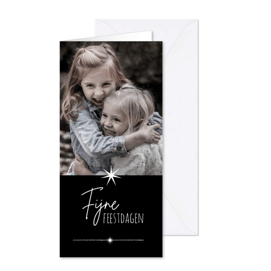 Kerstkaart modern 2025-2026 foto en ster - Kaartimpressie