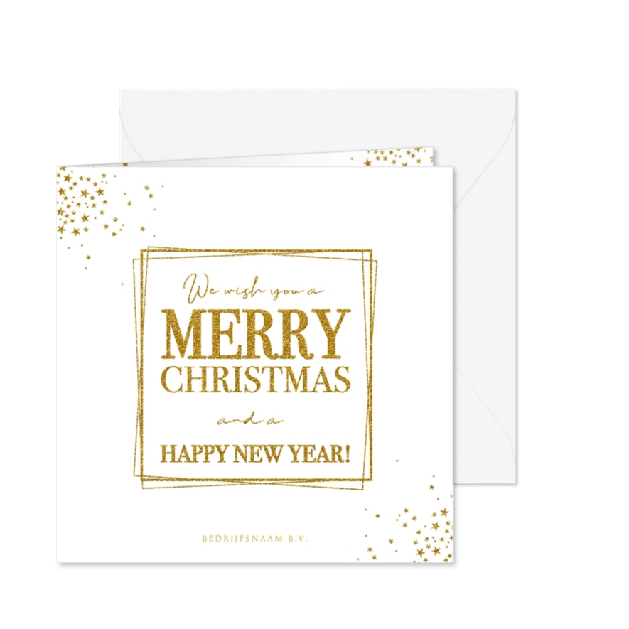 Kerstkaart moderne stijlvolle kaart met goudkleurige tekst - Kaartimpressie
