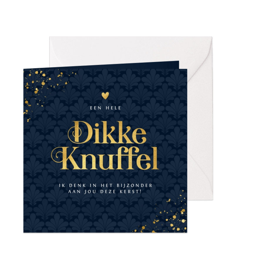 Kerstkaart moeilijke kerst dikke knuffel liefde hartje goud - Kaartimpressie