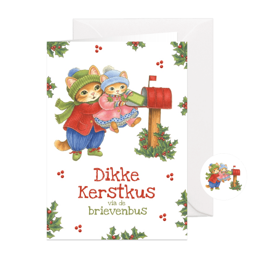 Kerstkaart Molly stuurt een brief - Kaartimpressie