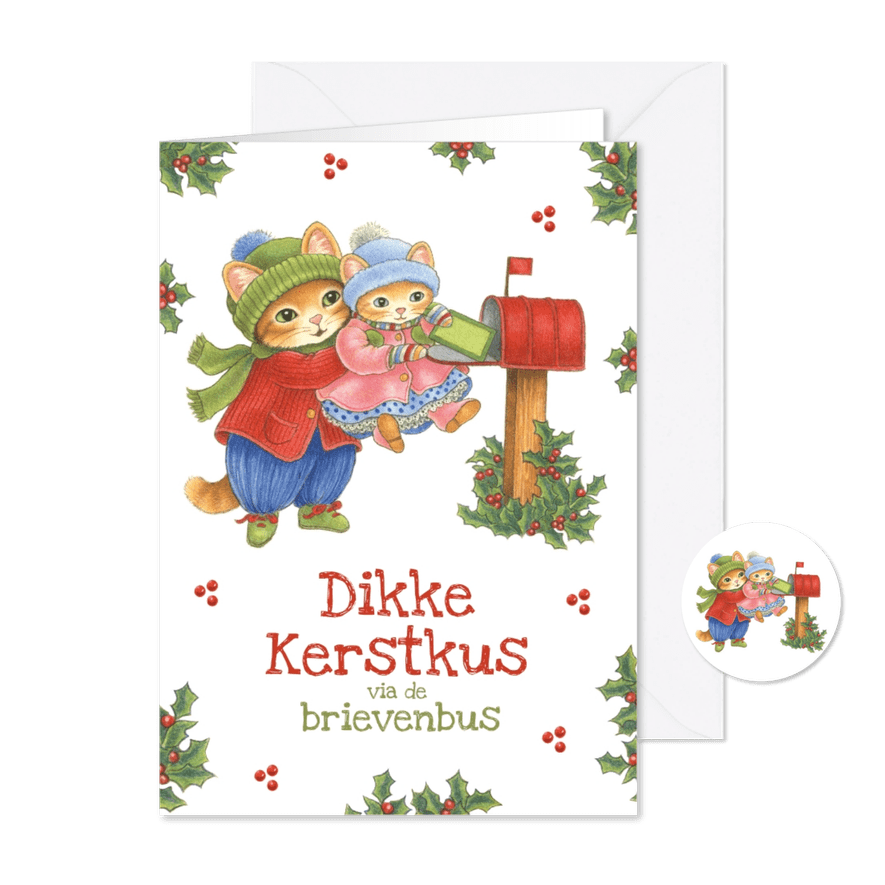 Kerstkaart Molly stuurt een brief - Kaartimpressie