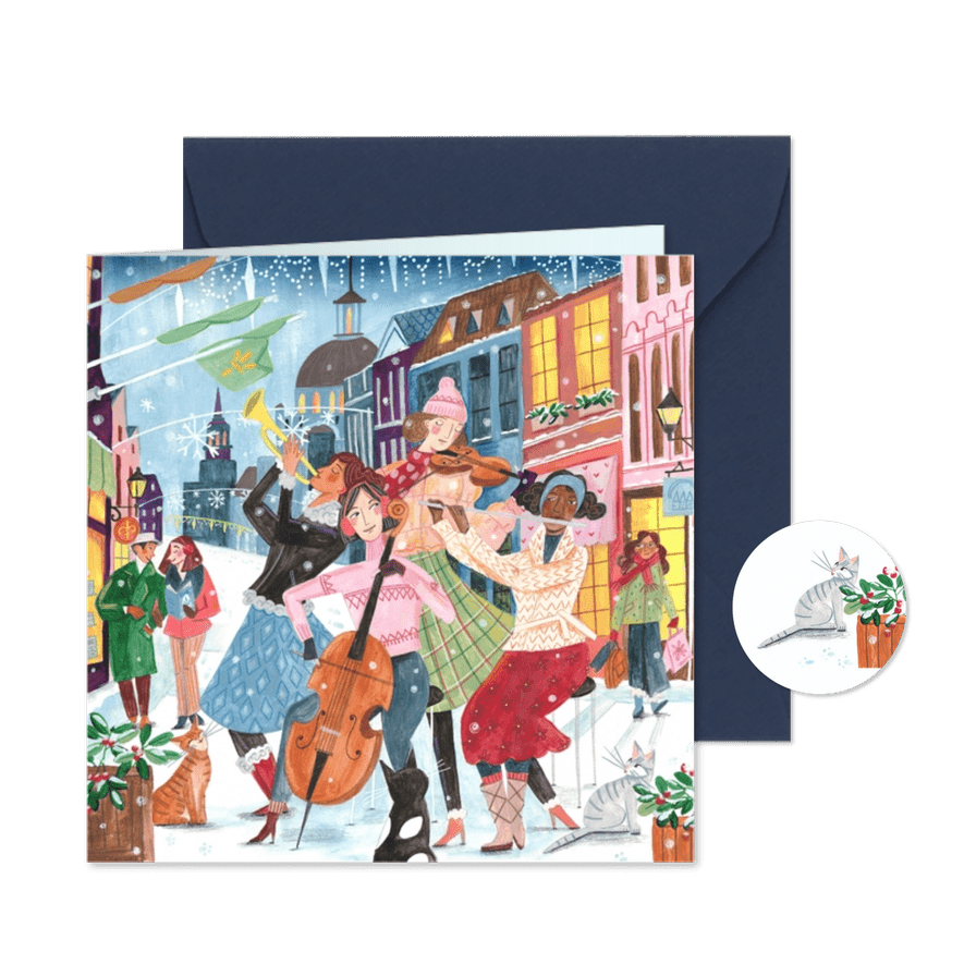 Kerstkaart muziek in de stad - Kaartimpressie