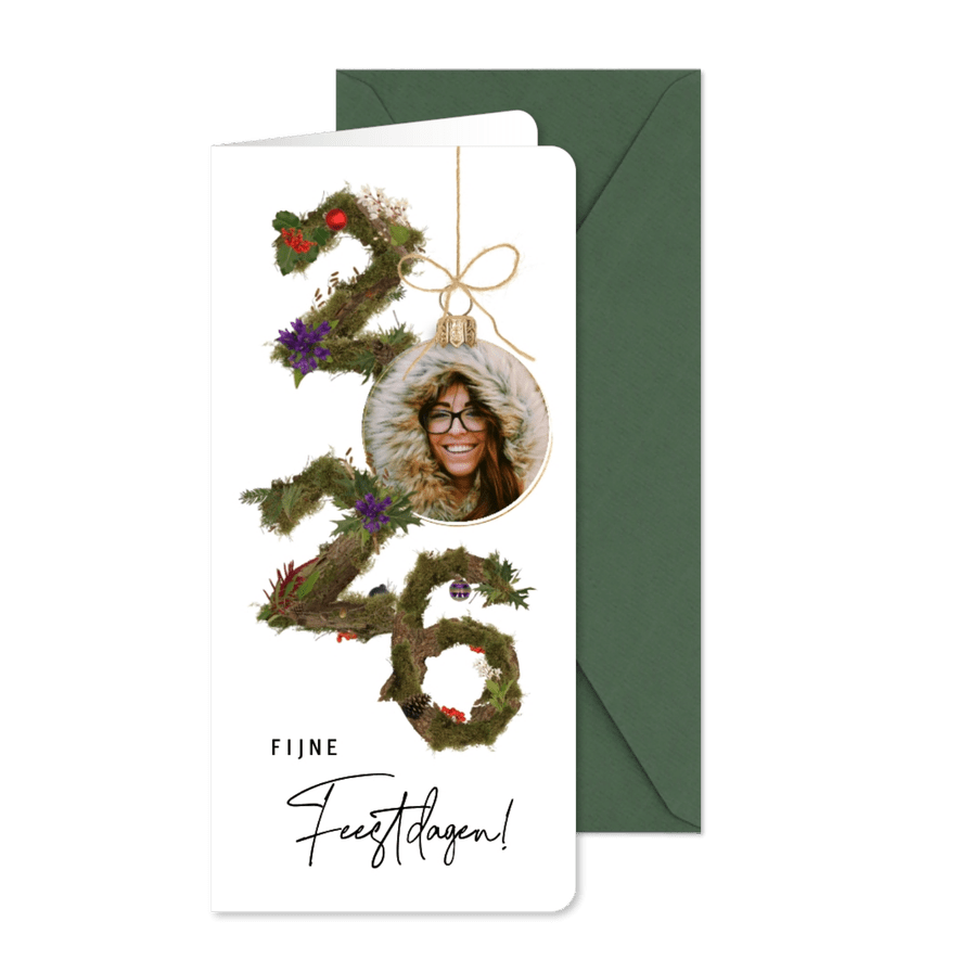 Kerstkaart natuur 2026 en 1 foto - Kaartimpressie