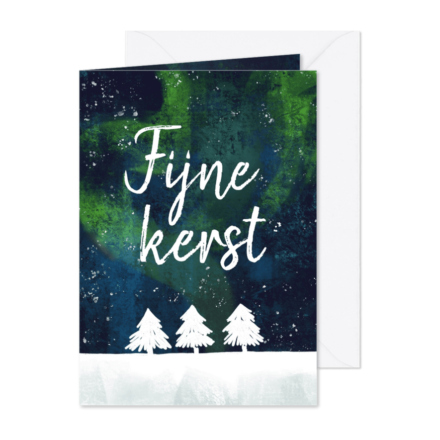 Kerstkaart Noorderlicht lucht - Kaartimpressie