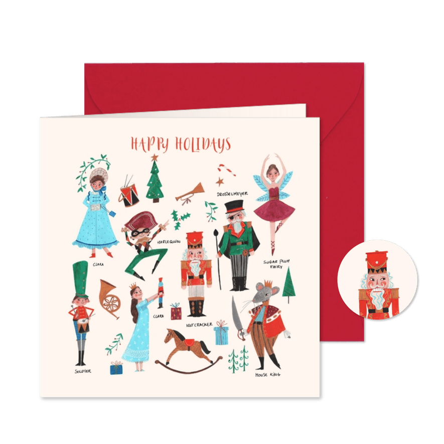 Kerstkaart notenkraker ballet karakters - Kaartimpressie