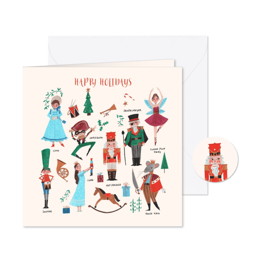 Kerstkaart notenkraker ballet karakters - Kaartimpressie