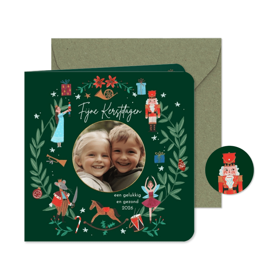Kerstkaart notenkraker ballet kerstkrans foto - Kaartimpressie