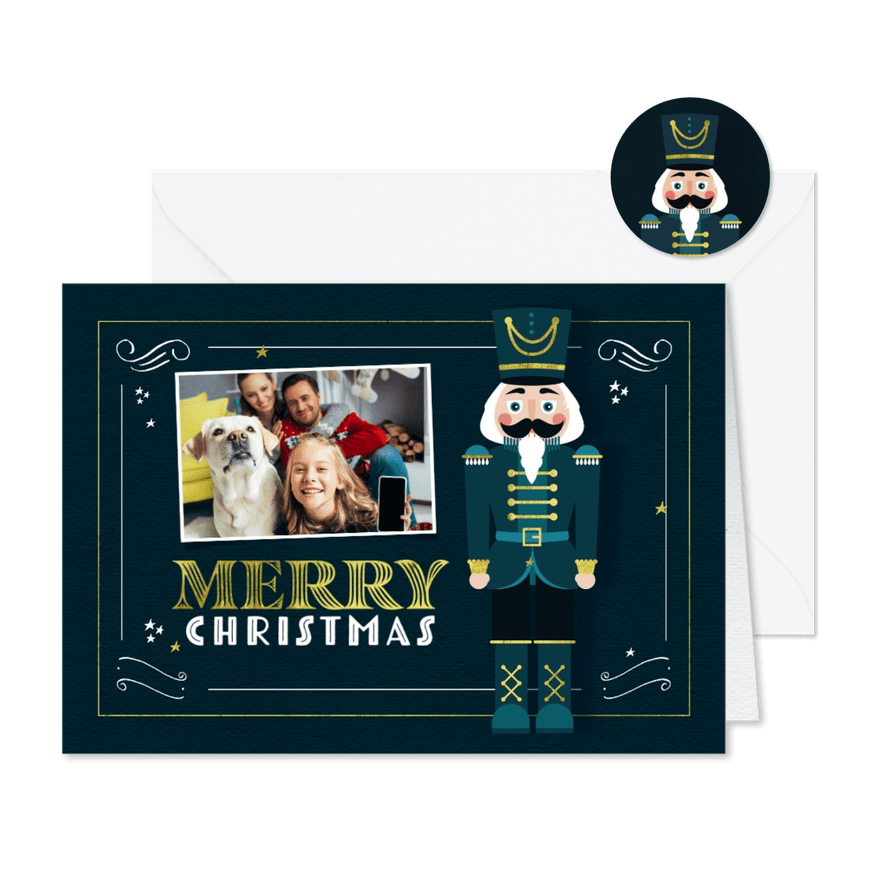 Kerstkaart notenkraker goud illustratie gatsby vintage - Kaartimpressie