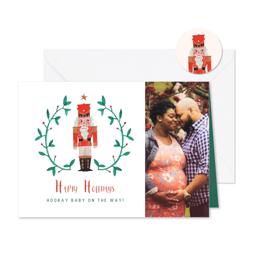 Kerstkaart notenkraker in het kerst groen - Kaartimpressie