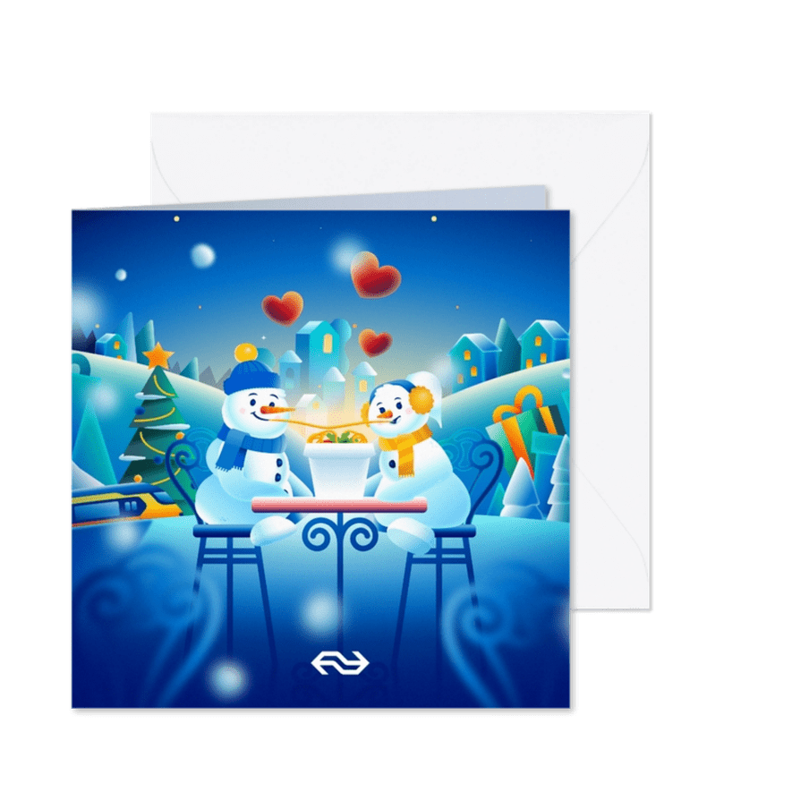 Kerstkaart NS Wintercity vierkant - Kaartimpressie