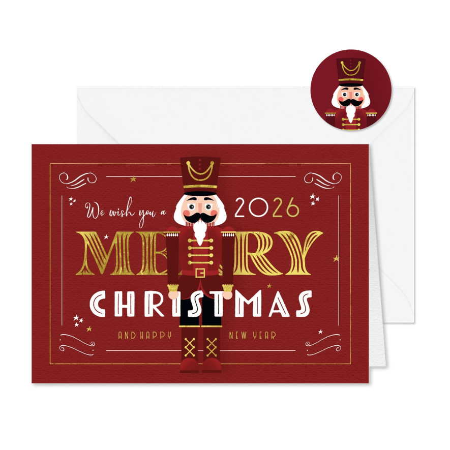 Kerstkaart nutcracker vintage retro merry christmas - Kaartimpressie