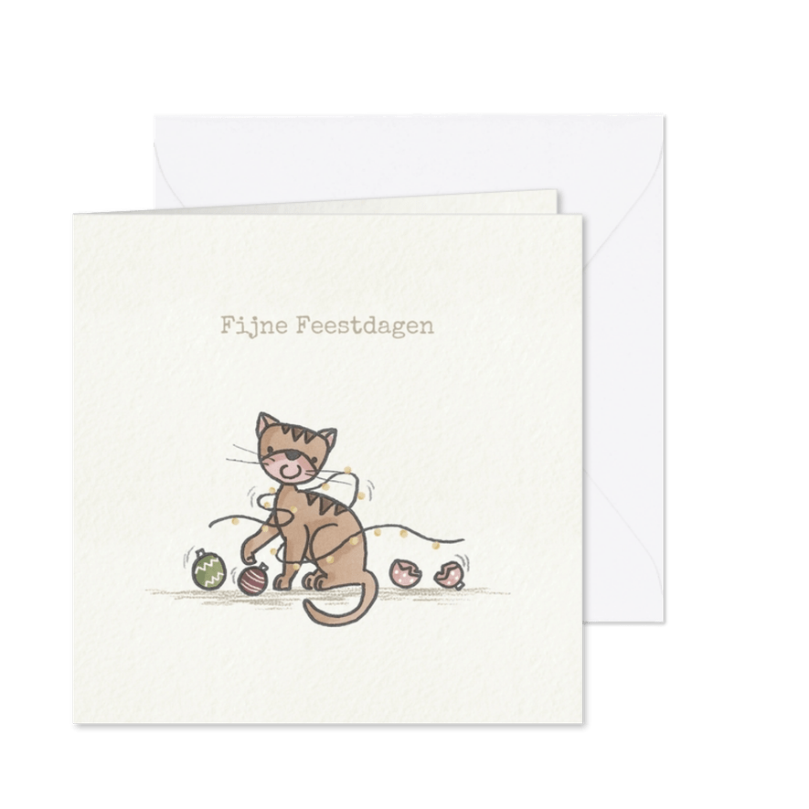 Kerstkaart ondeugend katje - Kaartimpressie