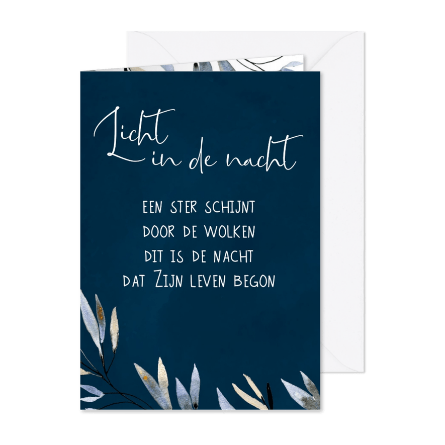 Kerstkaart opwekking Licht in de nacht, donkerblauw - Kaartimpressie