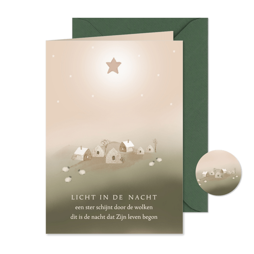 Kerstkaart opwekking Licht in de nacht - Kaartimpressie