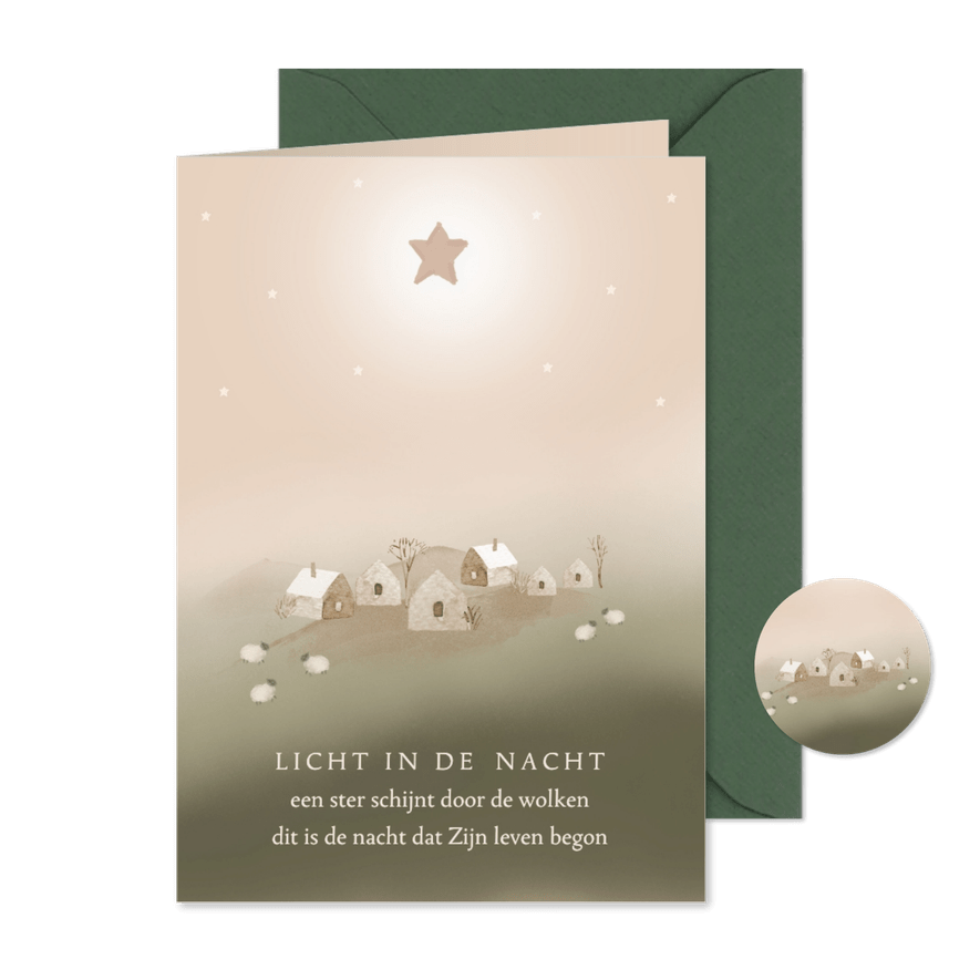 Kerstkaart opwekking Licht in de nacht - Kaartimpressie