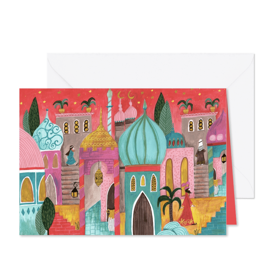 Kerstkaart oriëntaalse stad bethlehem - Kaartimpressie