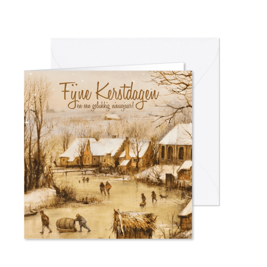 Kerstkaart Oudhollands winterlandschap - Kaartimpressie