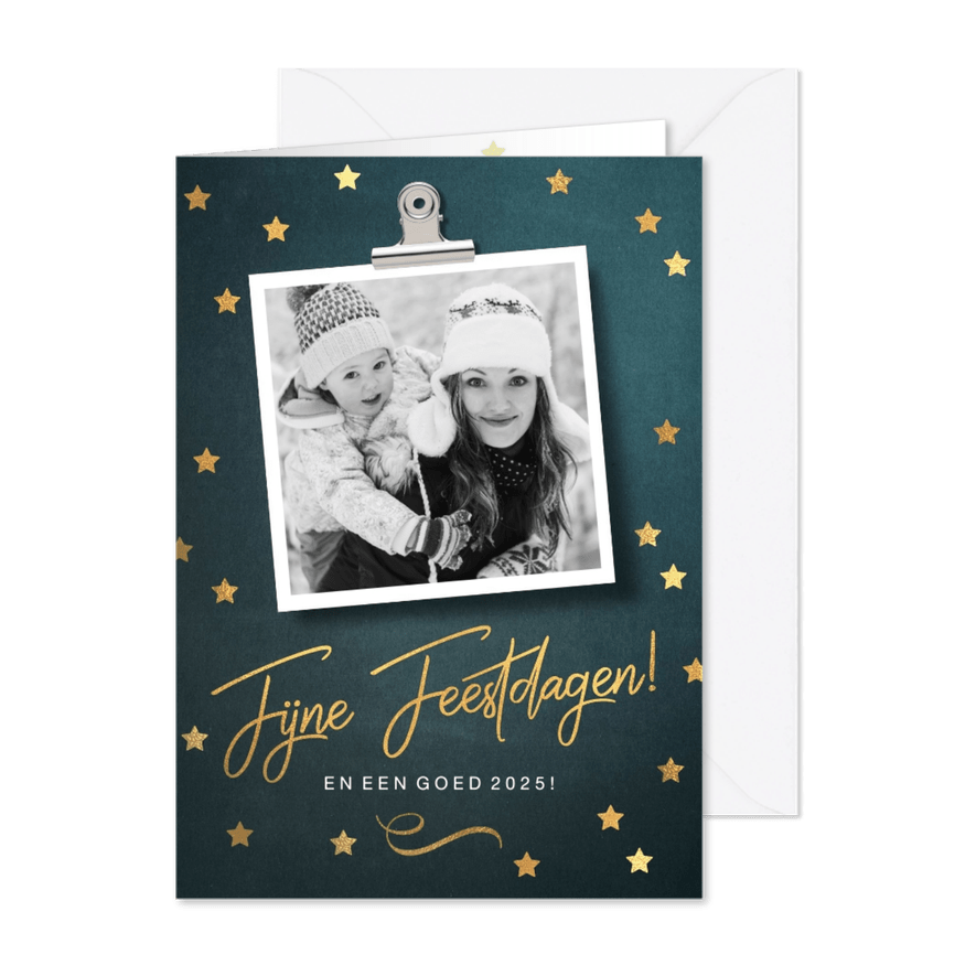 Kerstkaart patrol foto sterren goud - Kaartimpressie