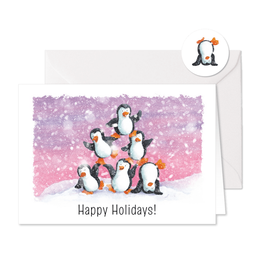 Kerstkaart Pinguïntoren - Kaartimpressie