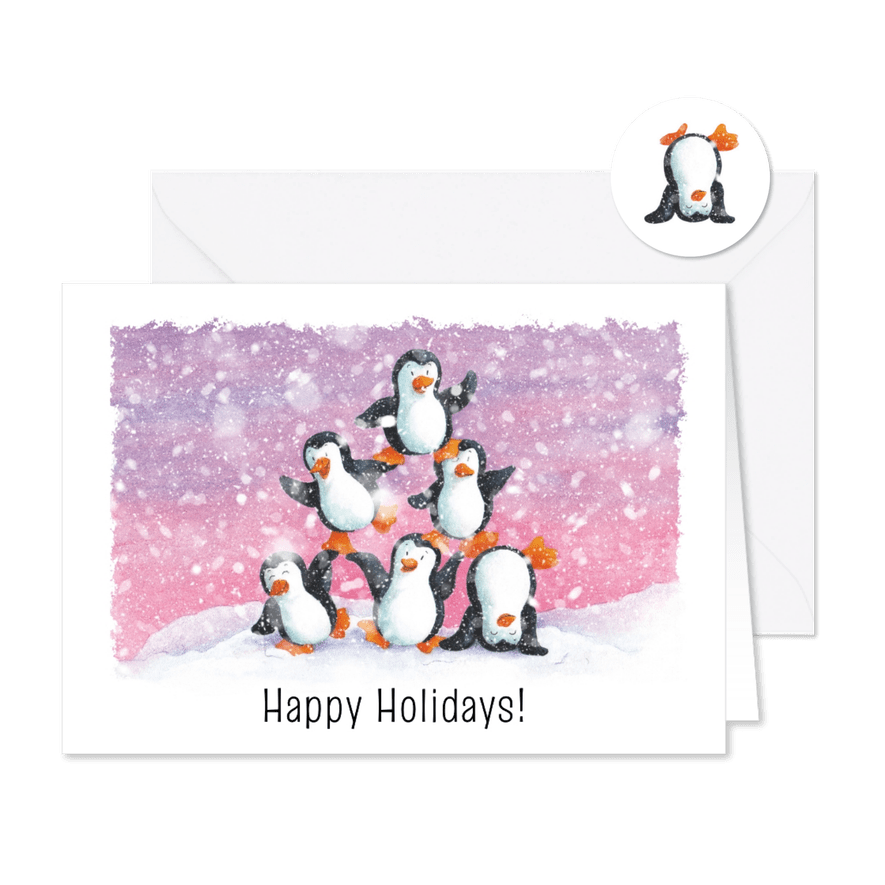 Kerstkaart Pinguïntoren - Kaartimpressie