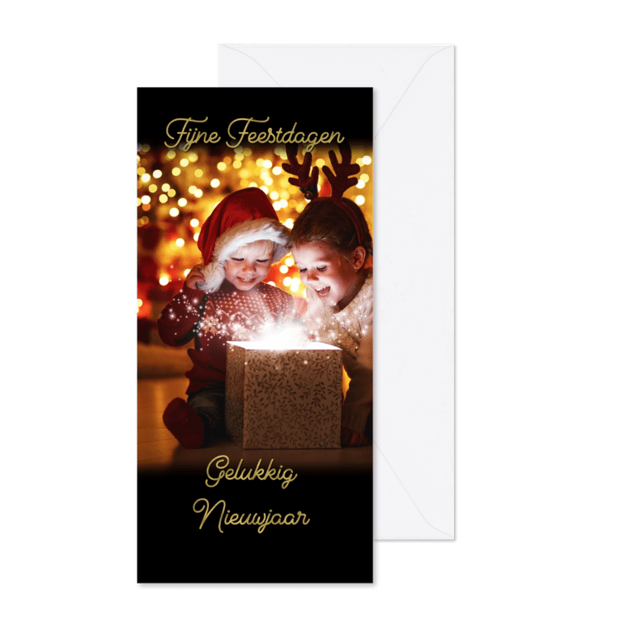 Kerstkaart prachtig zwart met eigen foto's - Kaartimpressie