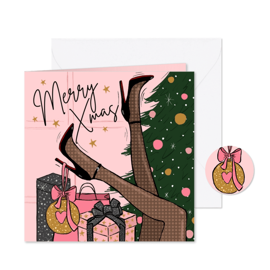 Kerstkaart pumps fashion illustratie  - Kaartimpressie
