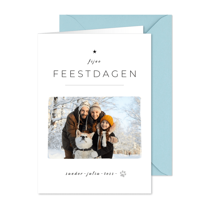 Kerstkaart puur zwart-wit met eigen foto - Kaartimpressie