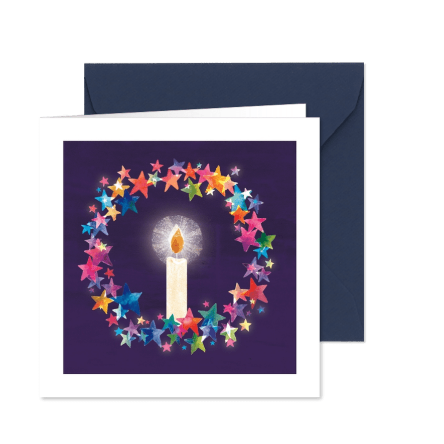 Kerstkaart Rainbow candles - Kaartimpressie