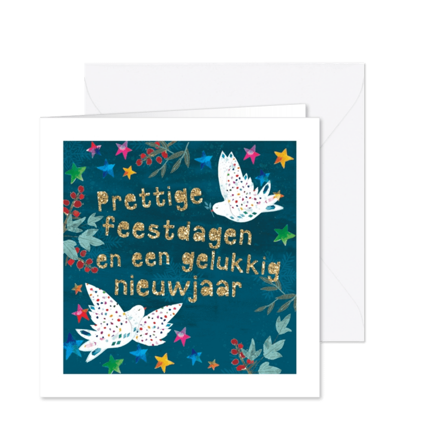 Kerstkaart rainbow dove - Kaartimpressie