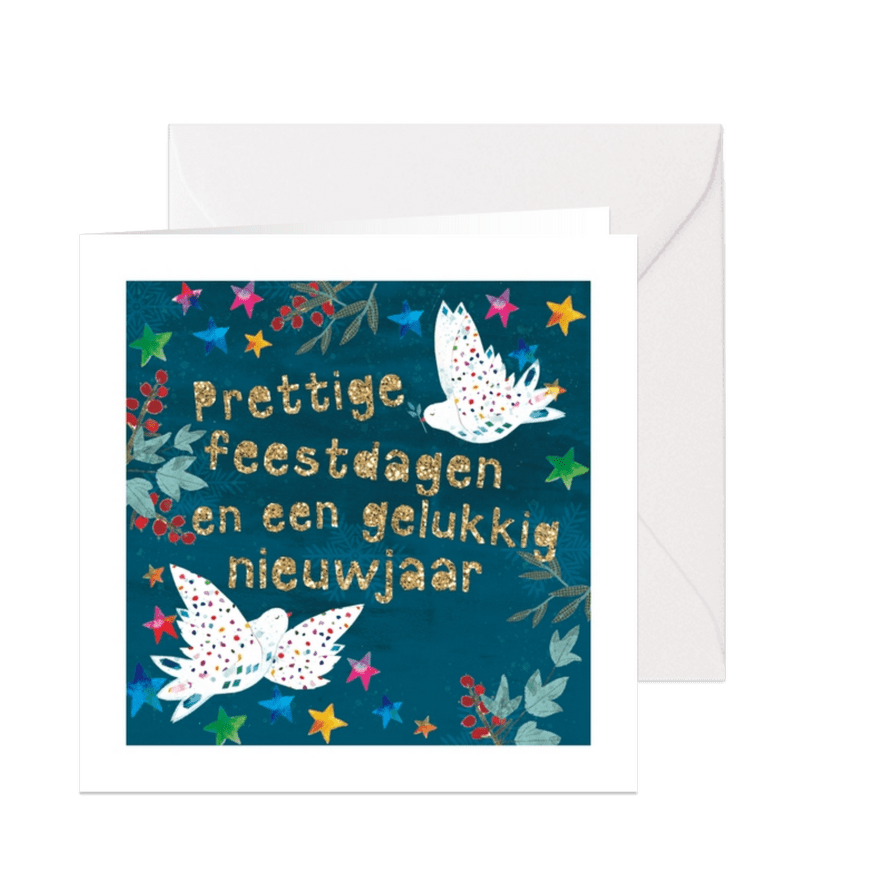 Kerstkaart rainbow dove - Kaartimpressie