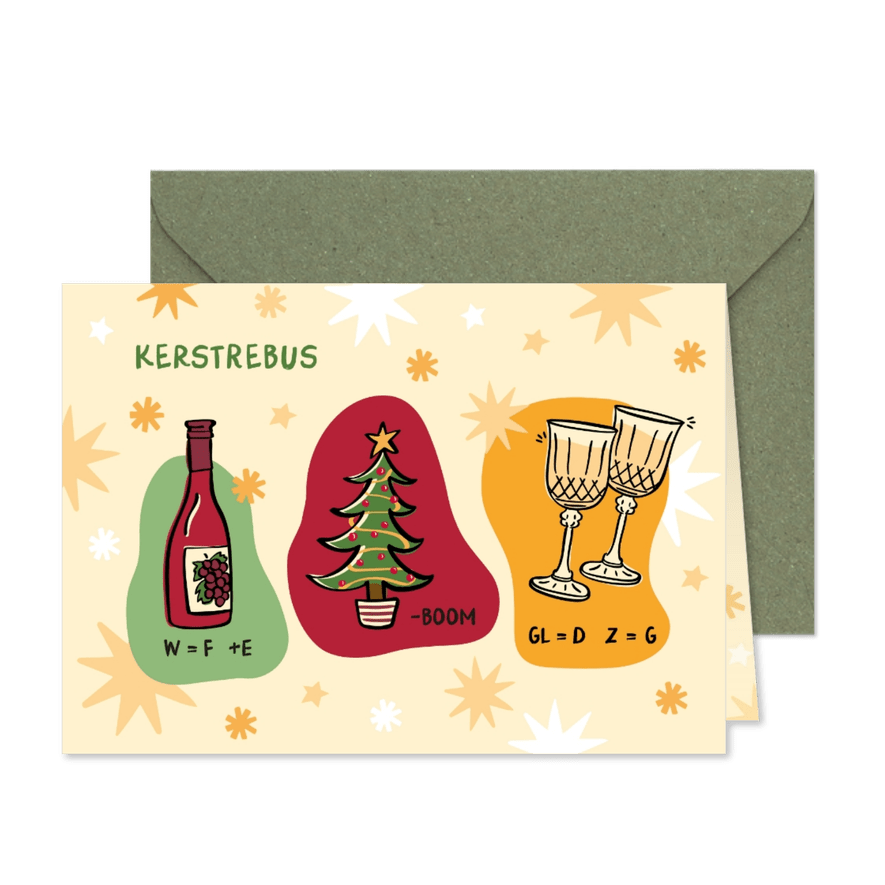 Kerstkaart rebus illustraties  - Kaartimpressie